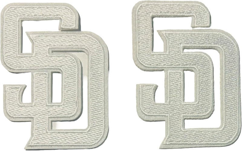 Iron on Patches Sports Teams Letter - Pack of 2 - Decorative for Clothing & Accessories, Ideal for Shirts, Jackets, Hats, Jeans, Shoes, Bags - Durable, Easy Apply (SD White - 2" x 3")